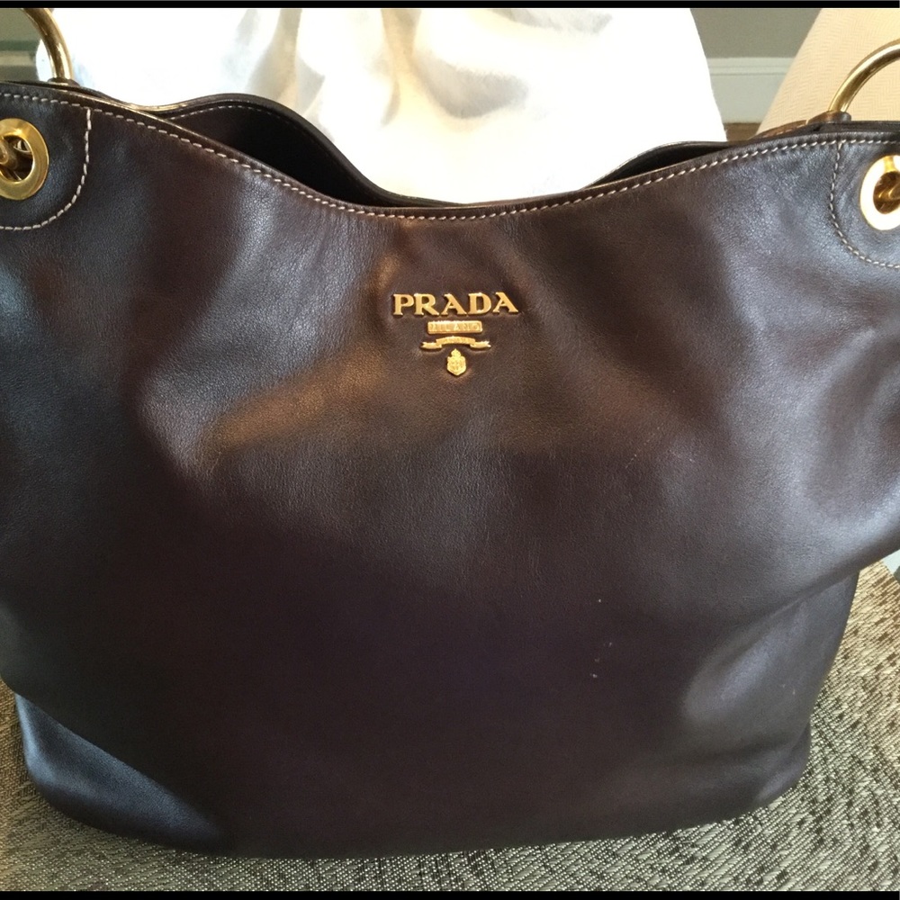 Prada Tobacco Leather Hobo Bag
